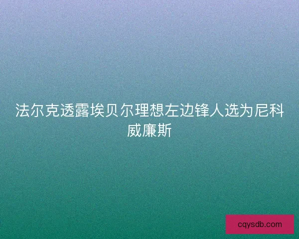 法尔克透露埃贝尔理想左边锋人选为尼科威廉斯 法尔克透露埃贝尔理想左边锋人选为尼科威廉斯